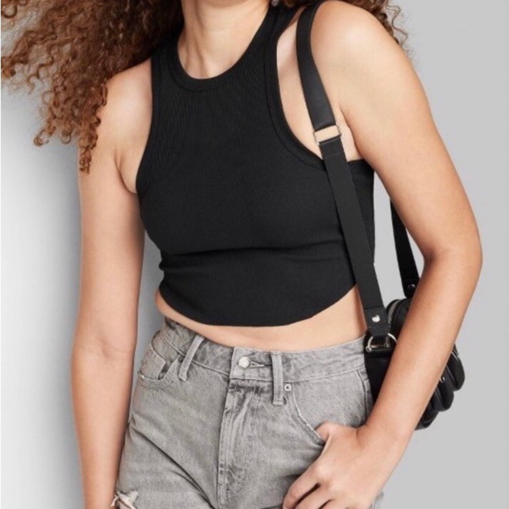 wild fable Black Ribbed Crop Tank